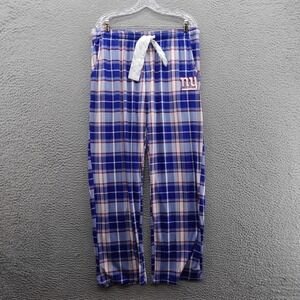 New York Giants NFL Plaid Flannel Lounge Pants Large Blue White Women NWT